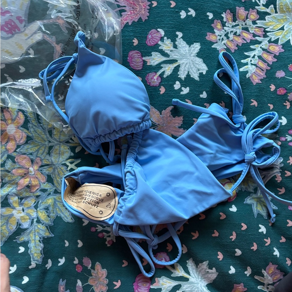 Sky blue string bikini - Picture 3 of 3
